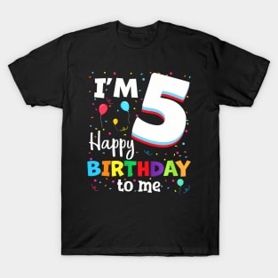 Kids Five 5Yr 5Th Birthday Happy Birthday Boys Girls 5 Years Old T-Shirt